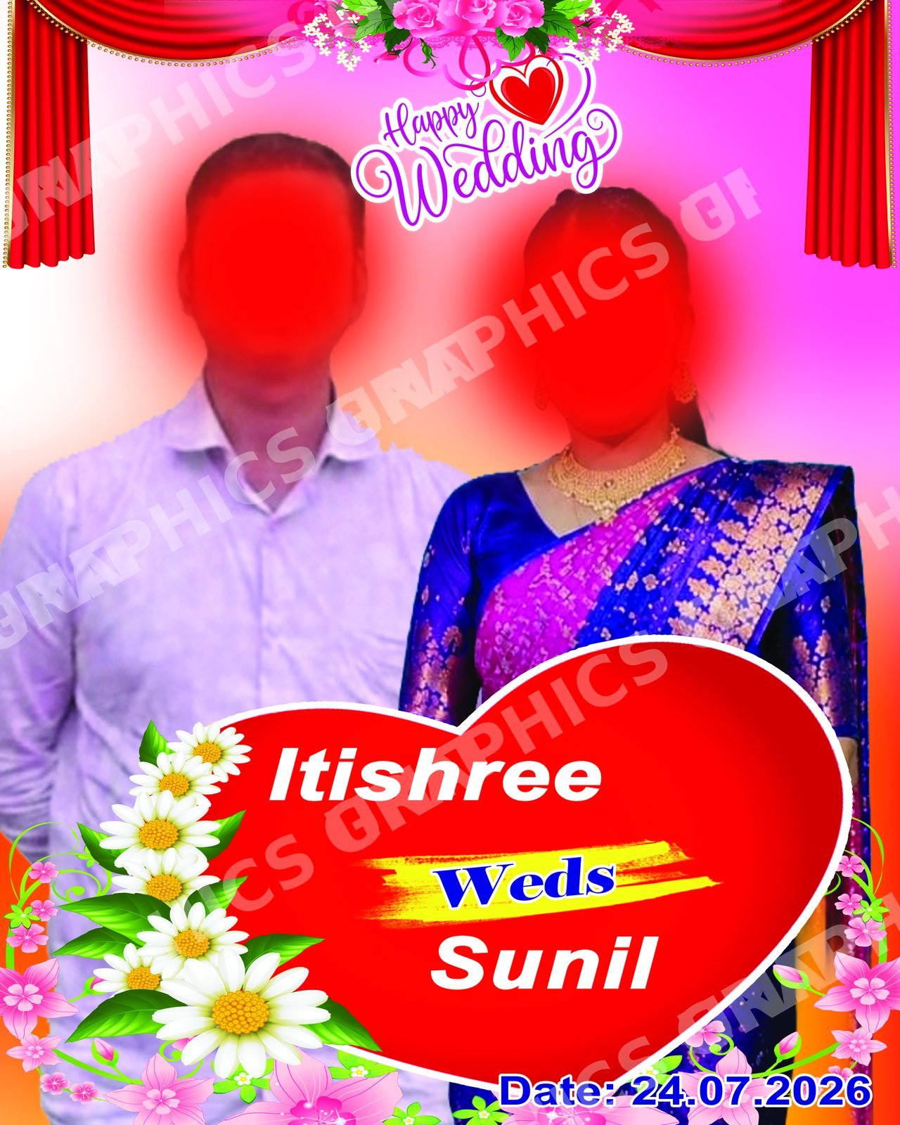 Wedding Welcome Standee PSD — Golden Mandap