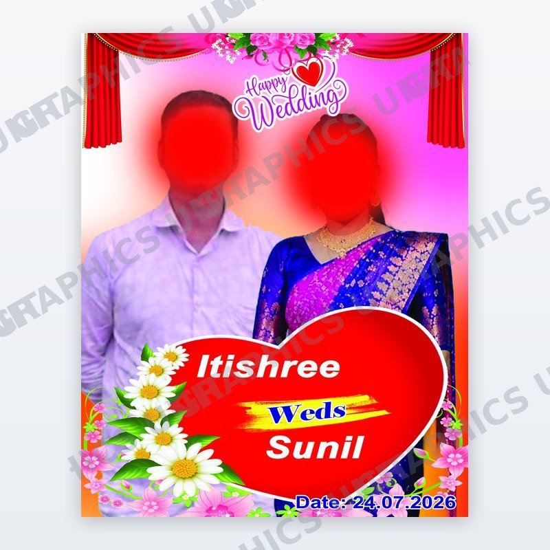 Wedding Welcome Standee PSD — Golden Mandap